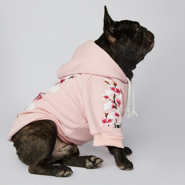 Floral Woof Hoodie - Pink